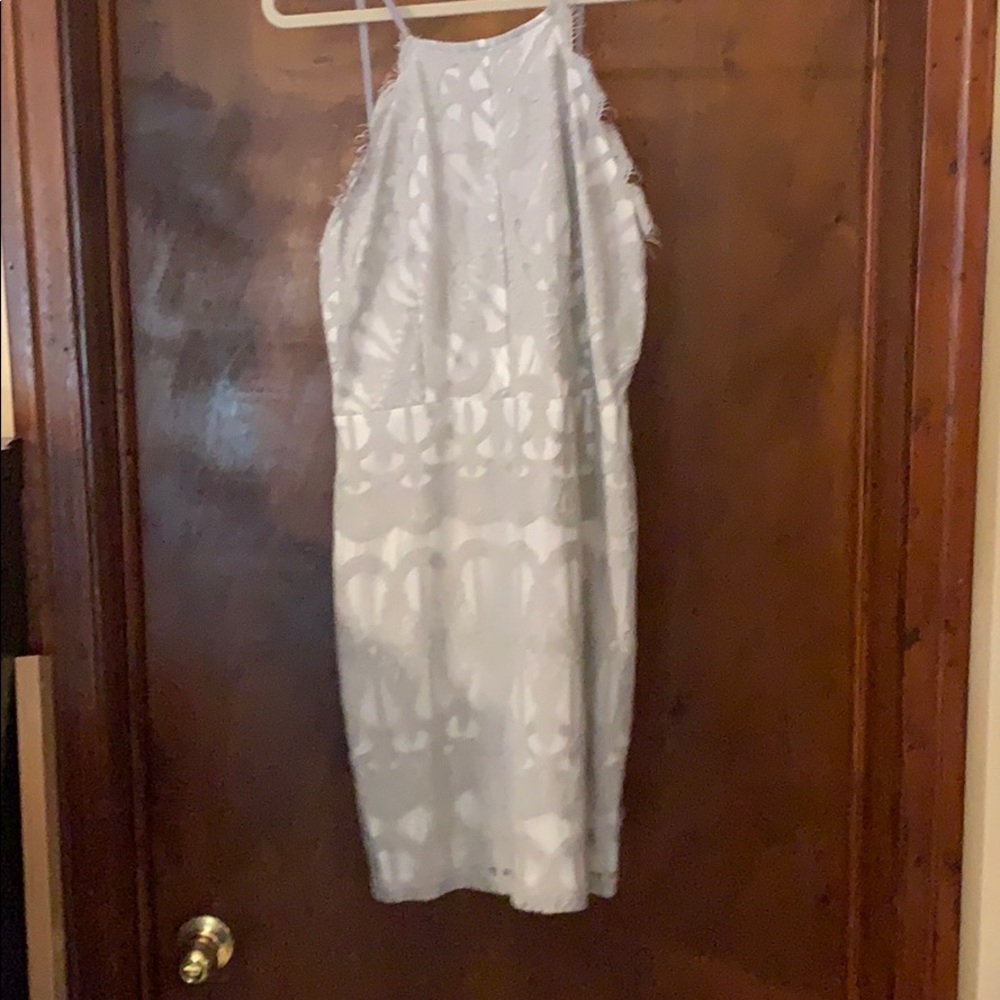 Grey and white lace dress